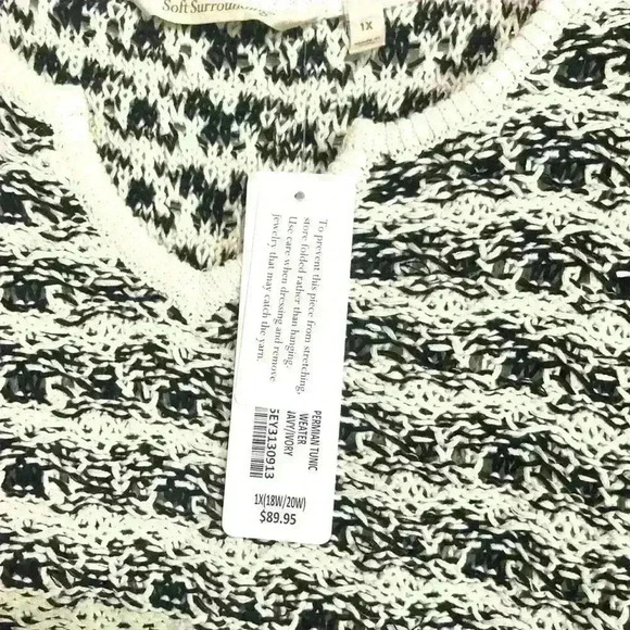Soft Surroundings Permian Tunic Sweater Short Sleeve Open Knit Women Size 1X NWT - Picture 3 of 4